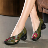 Handgemachte Stickerei High Heel Schuhe aushöhlen Lederschuhe